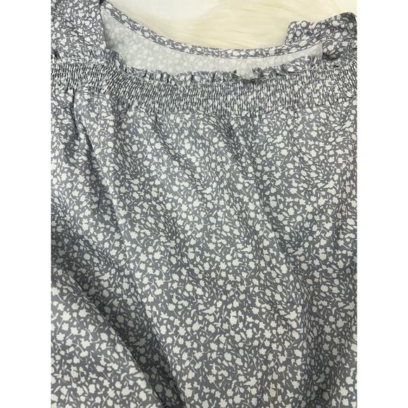 NEW Women's Large Square Neck Floral Knit Top Grayish Blue - Picture 4 of 9